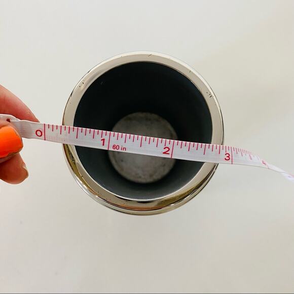 VINTAGE Mirrored Panel Silver Grey Metal Cup Glass Holder Decor Vase Gatsby - Picture 6 of 9